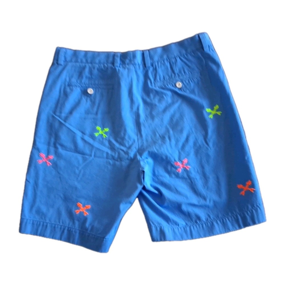 Vineyard Vines Breaker Shorts Men's 35 X 9" Blue Embroidered Cross Fishbone - Picture 5 of 11